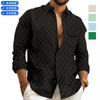 Mens Plaid Jacquard Turn Down Collar Long Sleeve Loose Casual Shirt With Chest Pocket