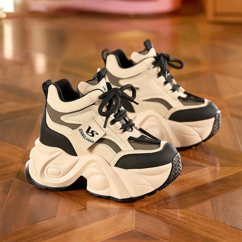 Dad's Shoes for Women In Spring, Breathable 2025 New Short and Thick Soled Shoes with Inner Height Increase for Women