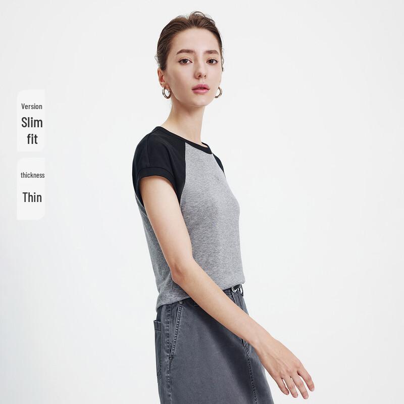 Navigare Women's Tencel Wool Contrast Short Sleeve T-Shirt