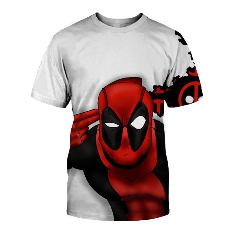 2024 Nova Miniso Universo Meninos e Meninas Deadpool Anime Impressão 3D Streetwear Personalidade Camiseta Infantil/Adulto Casual Moda Top