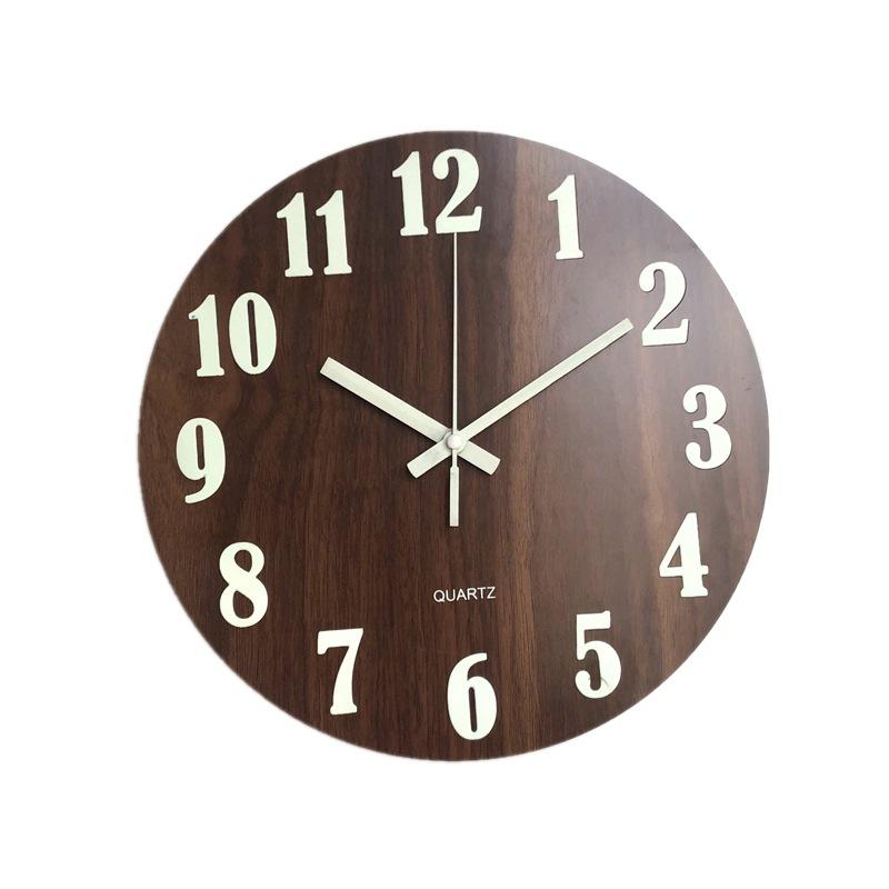 12-Inch Clock Digital Wall Clock Living Room Home Silent Home Quartz Clock Luminous Wall Clock Round Hanging