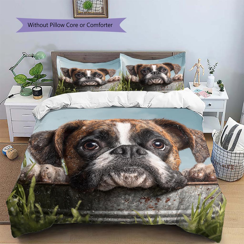 Boxer Pattern Bedding Home Decoration Birthday Gift (1 * Duvet Cover + 2 * Pillowcase, Without Core)