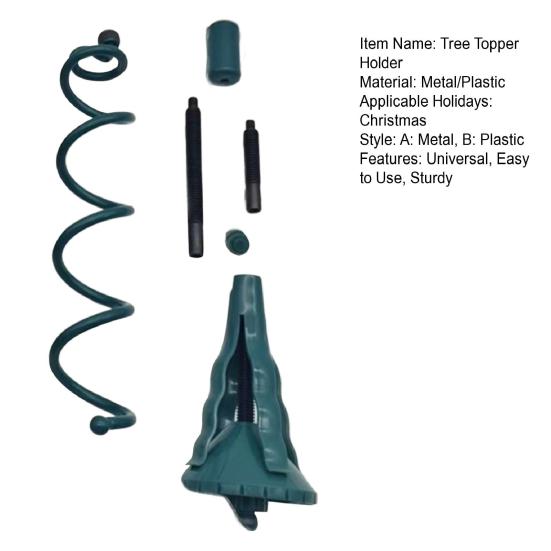 Weihnachtsbaumspitzenhalter Universal Drehverschluss Baumspitzenstabilisator Metall/Kunststoff Grün Stützstange Passend für alle Basistypen für Baumspitzenschmuck
