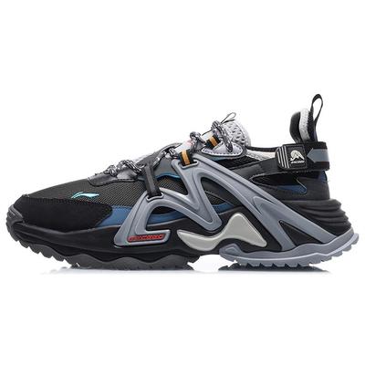 Li Ning Transcend Dämpfung Rutschfest Abriebfest Niedrig geschnitten Laufschuhe Herren Schwarz Grau Blau AGLQ111-4