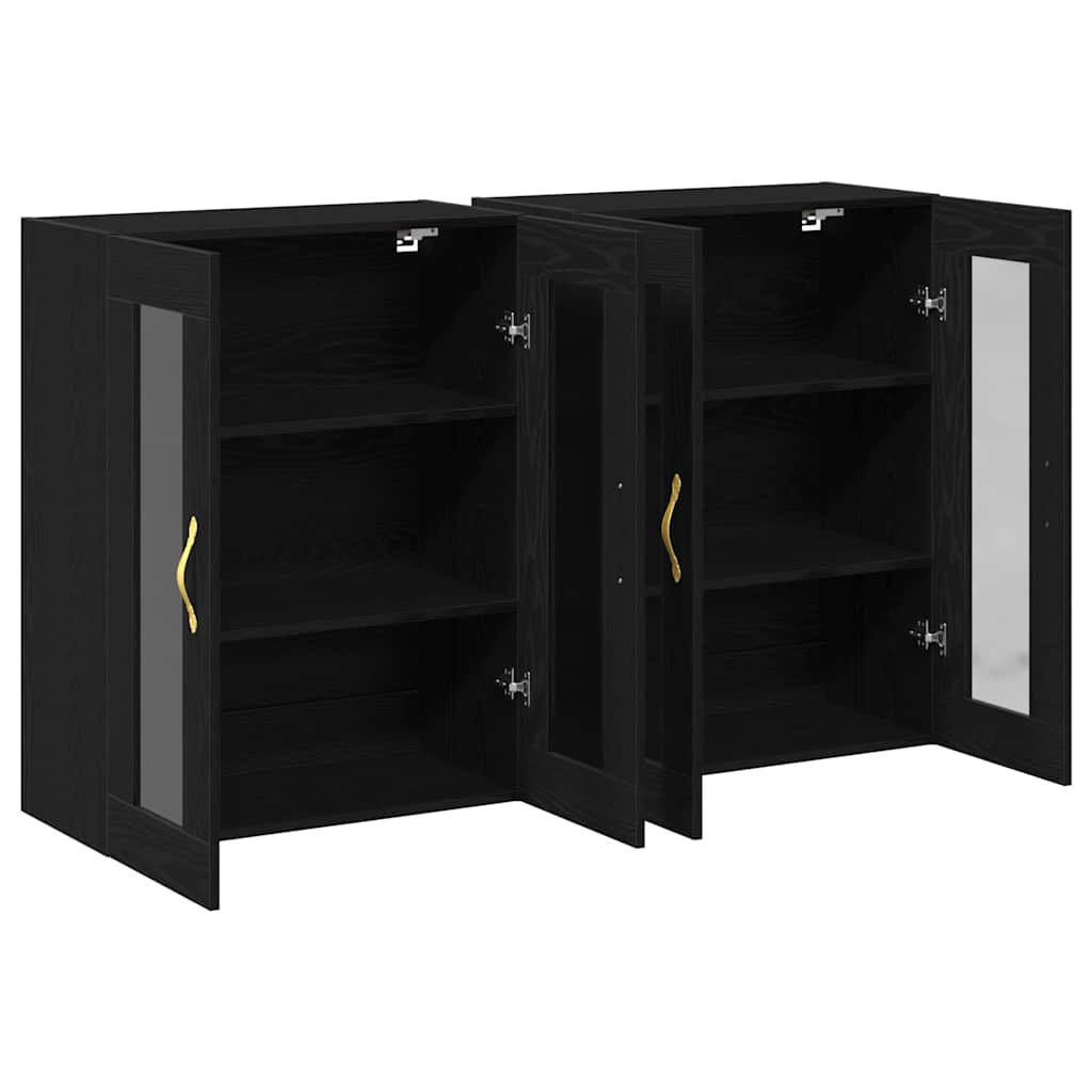 Wall Cabinets 2 pcs Black Oak Effect 69.5 x 34 x 90 cm
