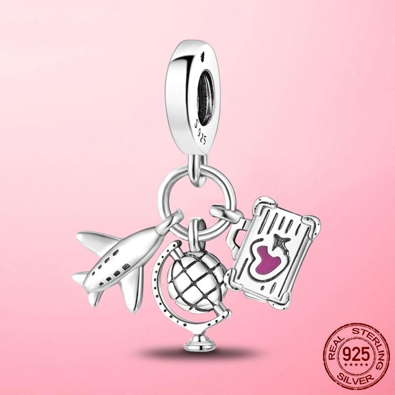 Follow Heart Compass Dangle Charms Beads Pendant Copper Fit Original Bracelets Bangle Diy For Jewelry Making