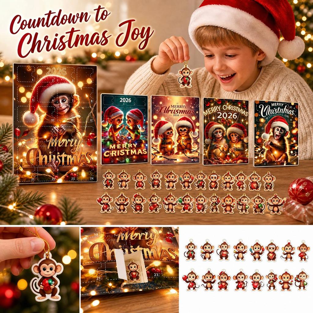 2D Christmas Advent Calendar Day Countdown with Hanging Ornaments, Christmas Tree Decorations for Holiday