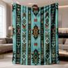 2026 New Arrival Flannel Blanket 1pc Feelyou Deep Blue Southwestern Blanket - Twin 60x80, Geometric Fleece Throw with Vibrant Native American Indian D