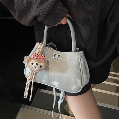 Bolsa pequena de mão para mulheres, nova tendência da moda, bolsa balde casual simples de ombro e a tiracolo para mulheres