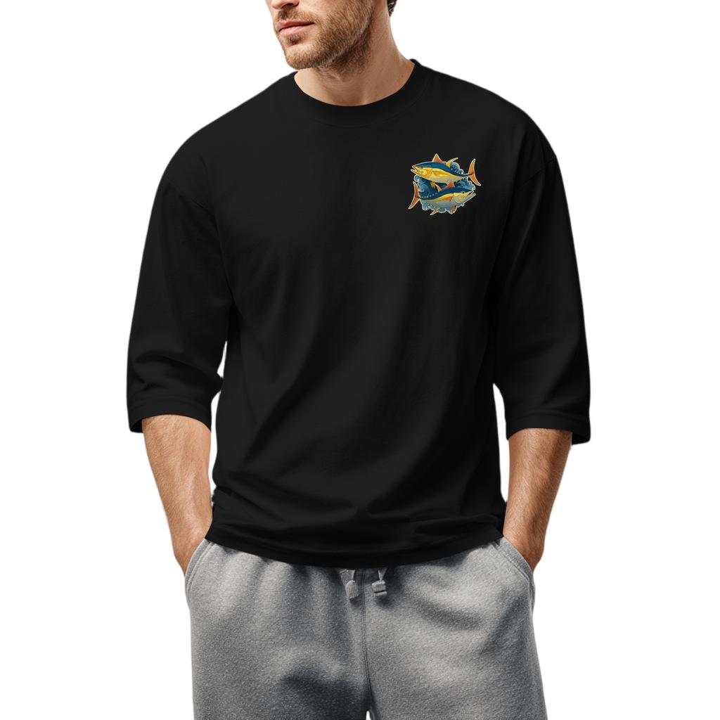 Men'S Round Neck Three-Quarters Sleeve Top Casual Fashion T-Shirt
