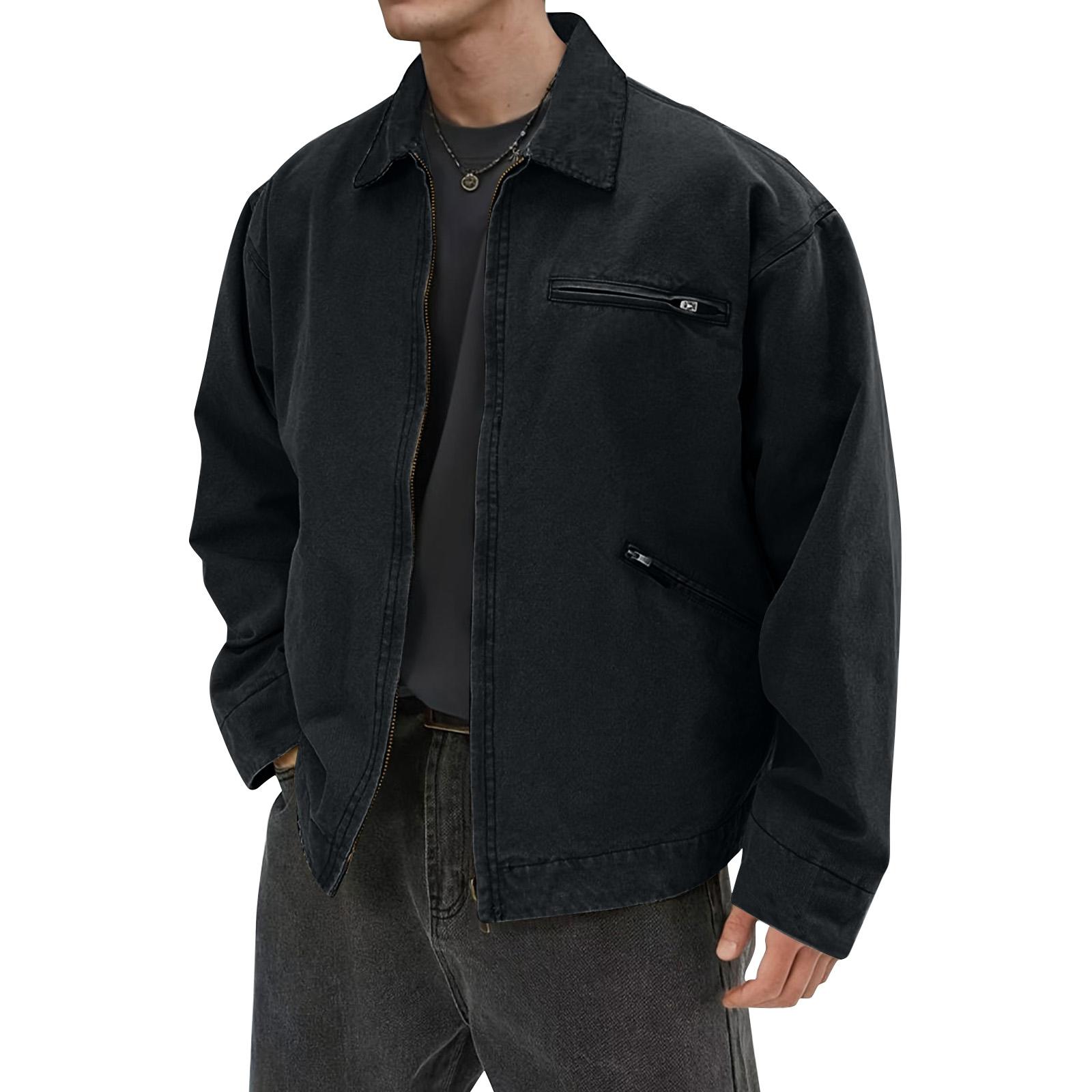 

Мужская однотонная камуфляжная куртка для активного отдыха, мужская повседневная куртка на пуговицах с карманами XXL чёрный