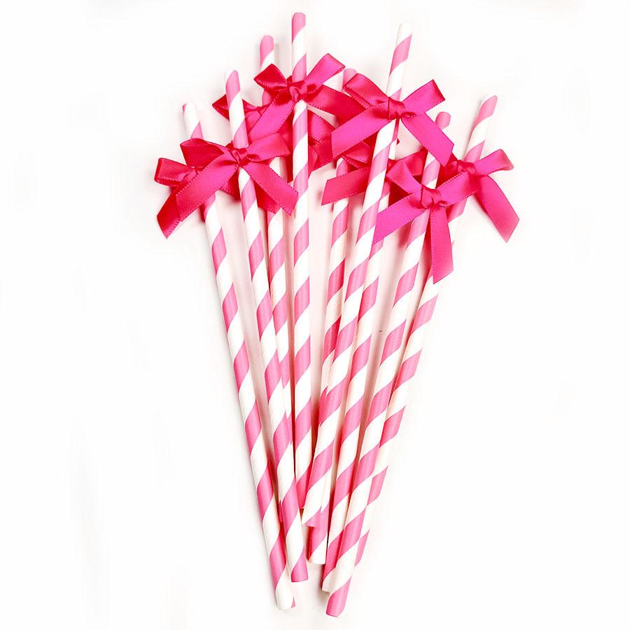 Kreatywne słomki papierowe z kokardką do dekoracji imprezowych i stylizacji stołu deserowego