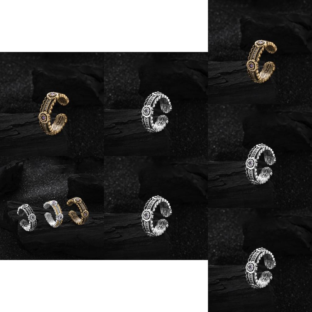 Elegant Korean Vintage Style Adjustable Open Copper Ring With Sparkling Zirconia For Women