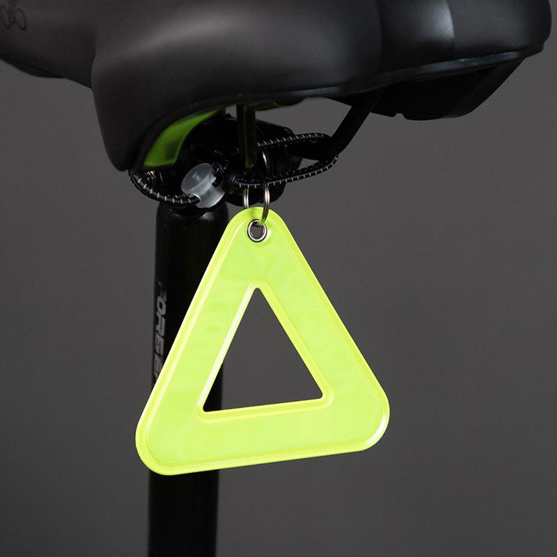 Bike Reflective Triangle Safety Warning Sign Lightweight Durable Hanging Tag with Steel Ring for Outdoor Cyclists