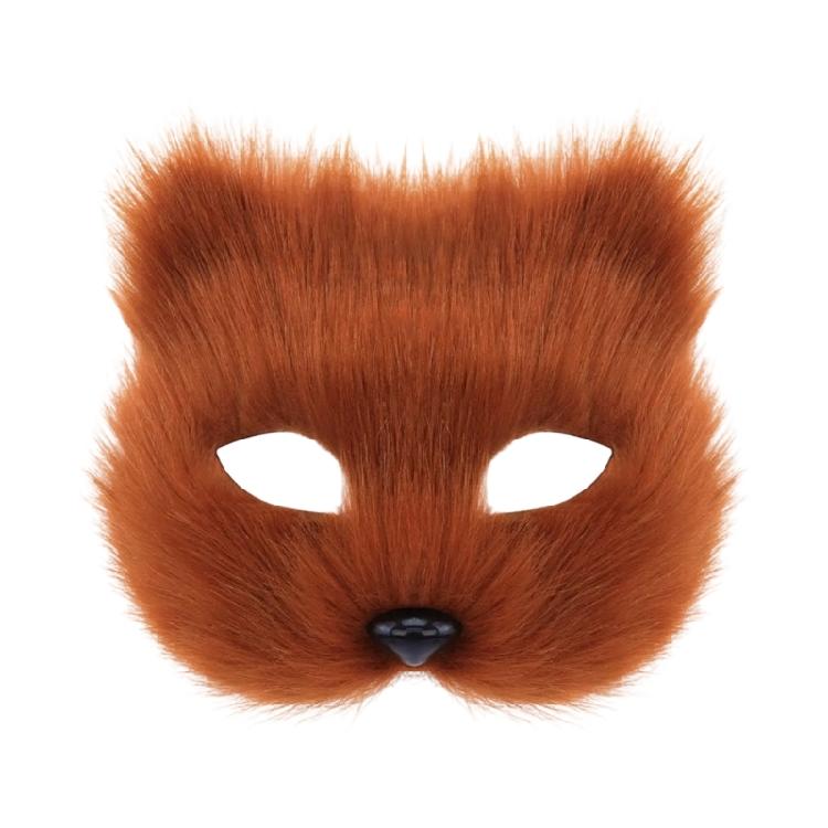 Furry Animal Cats Face Mask Plush Animal Half Face Eye Mask Halloween Cosplay Costume Mask for Men Masquerade Halloween