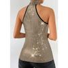 Hot Style Sexy Simple Sequined Halter Neck Strap Hot Girl Inner Wear Tops and Vests for Women