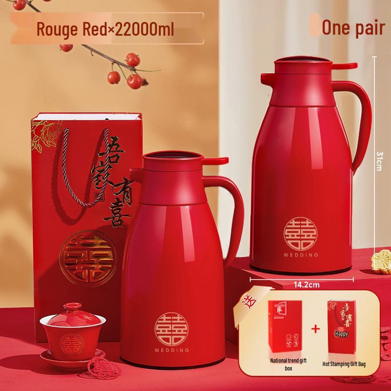 Wedding Gift Set: Large Capacity Glass Liner Thermos Flask & Water Bottle