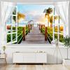 Window Landscape Tapestry For Decoration 3D Romantic Flowers Tapestry Home Painting Psychedelic Forest Tapestries Wall Hanging Premium Quality