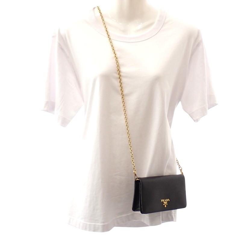 PRADA  1DH029 Wallet Chain black Safiano Women