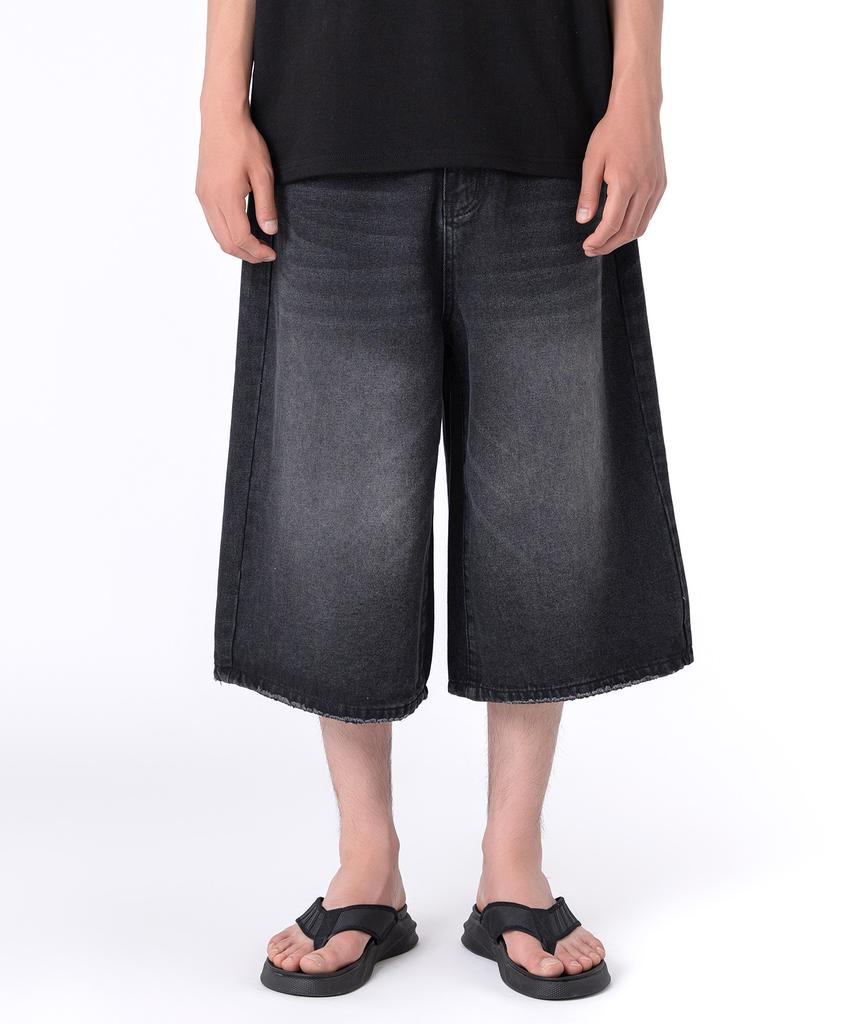 UNDEROFF Wide-Fit Washed Cropped Denim Pants Light Blue