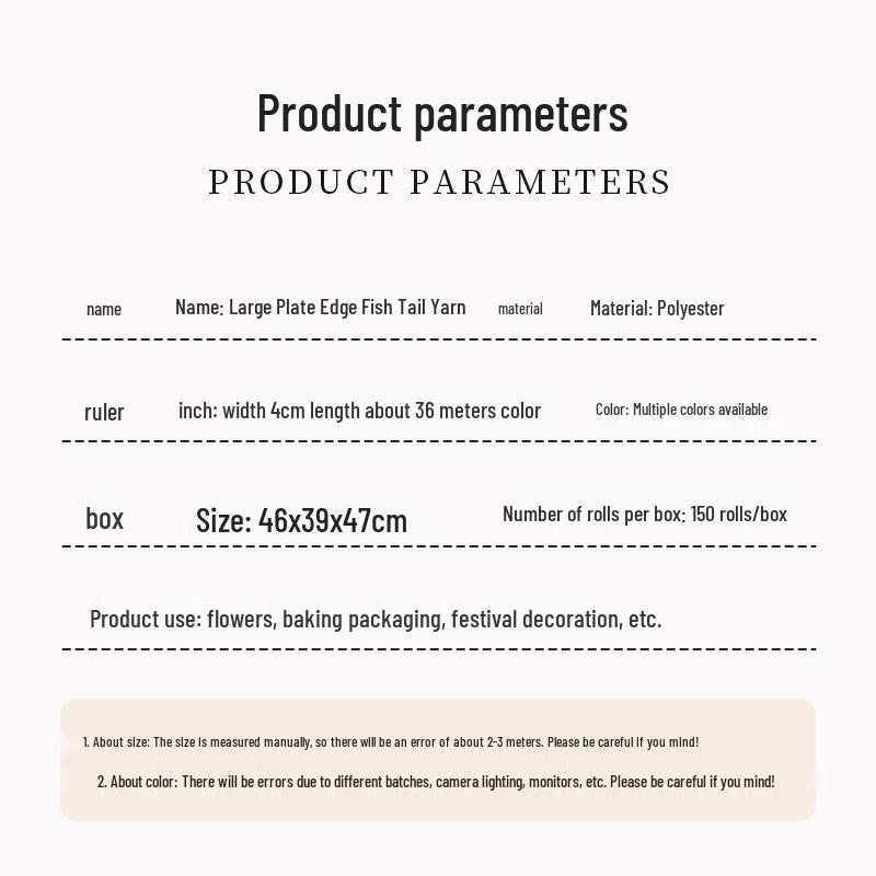 Large Fish Tail Yarn Ribbon with Flower Design - Handmade Binding Tape for Floral and Baking Packaging