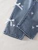 Single-piece Girls' Jeans, Trendy, Casual, Versatile, Cute, 3D Embroidered with Bows and Hearts, Straight Leg, Spring/summer.