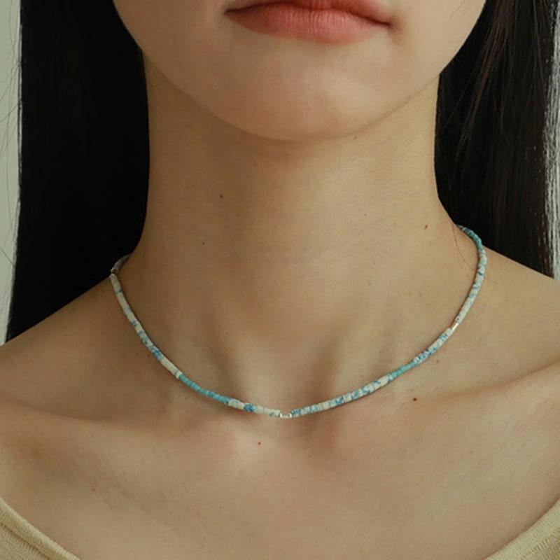 

Less is more sky blue glass beads necklace free