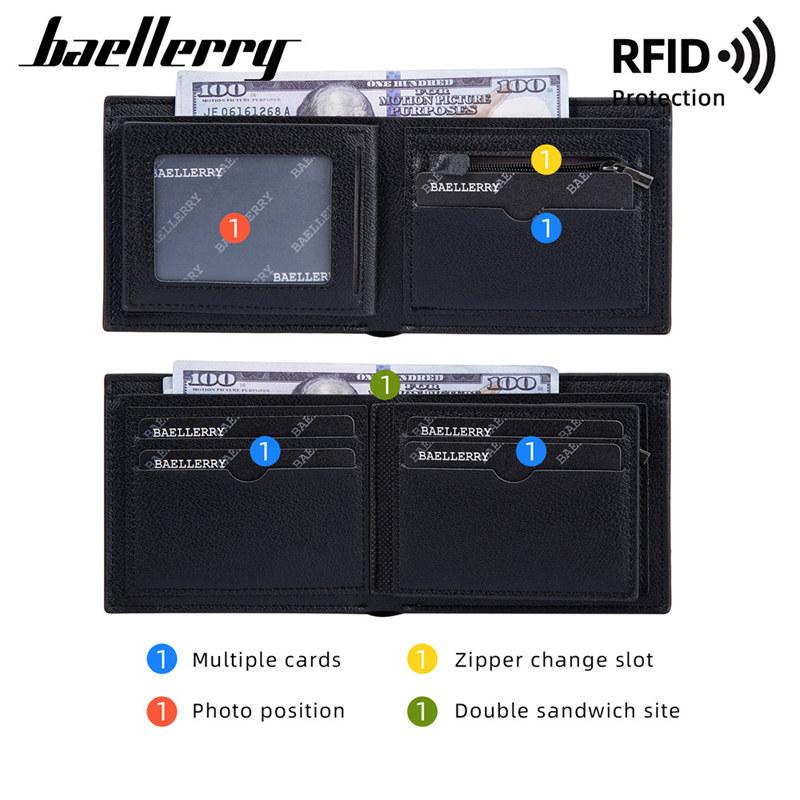 Baellerry RFID Protection Wallets for Men Fashion Business Card Holder Vintage Design Man Purse Wallet
