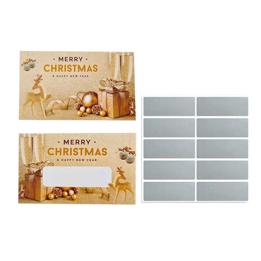10pcs Christmas Scratch Cards Set DIY Gift Vouchers with Santa Claus & Tree Designs Party Favors DIY Games Supplies Gift Voucher