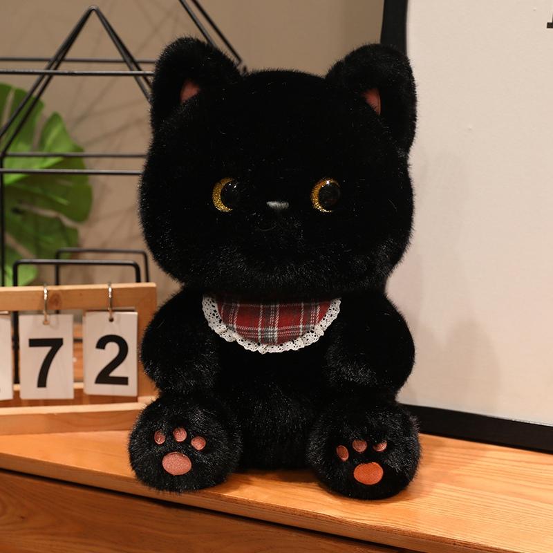 4 Size Happy Pet Kitten Plush Toys Cozy Fluffy Cartoon Baby Bib Kitten Doll Lovely Keychain Bags Hanging Decor Birthday Gift