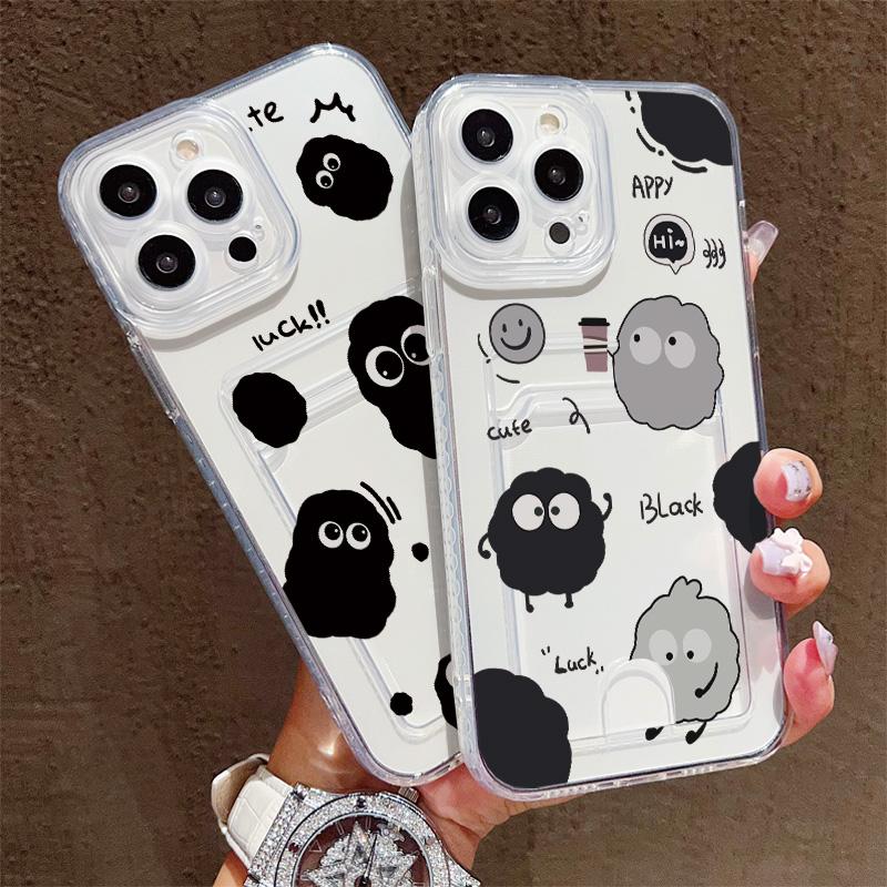 Card Slot Holder Silicone Wallet Pocket Case For Samsung S23 S24 S25 Ultra Xiaomi Redmi 12C 14C 13C Honor Honor 200 Smart 90 Cover Clear Phone Bumper