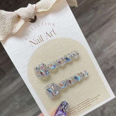 HANDMADE Artificial Toe Nails Full Diamond Gems Shiny Colorful Phototherapy Nails Reusable and Removable Toenails