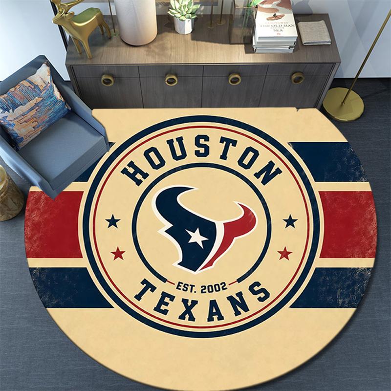 Houston Texans Round Area Rug,Carpet Rug for Living Room Bedroom Sofa Playroom Decor,Non-slip Floor Mat