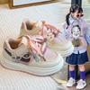 Girls Cartoon Print Soft Sole Casual Sneakers Kids Ages 4-6 Low Top Mesh Lining Breathable Synthetic Leather Shoes With