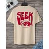 Seek Anticipated Gaze Printing T-Shirts Men Soft Loose Tshirs Breathable Summer Street T-Shirts Cotton Loose Tee Clothes