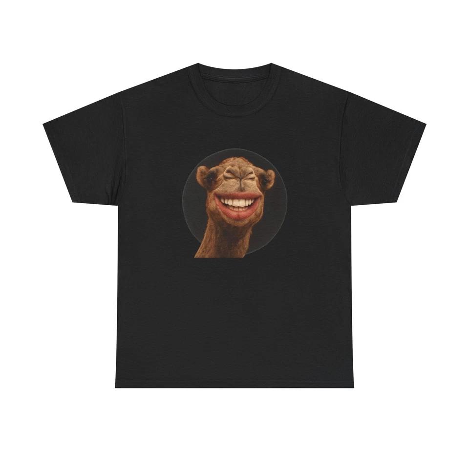 Unisex Adult T Shirt Funny Animal Gag Art Camel Smile 2XL