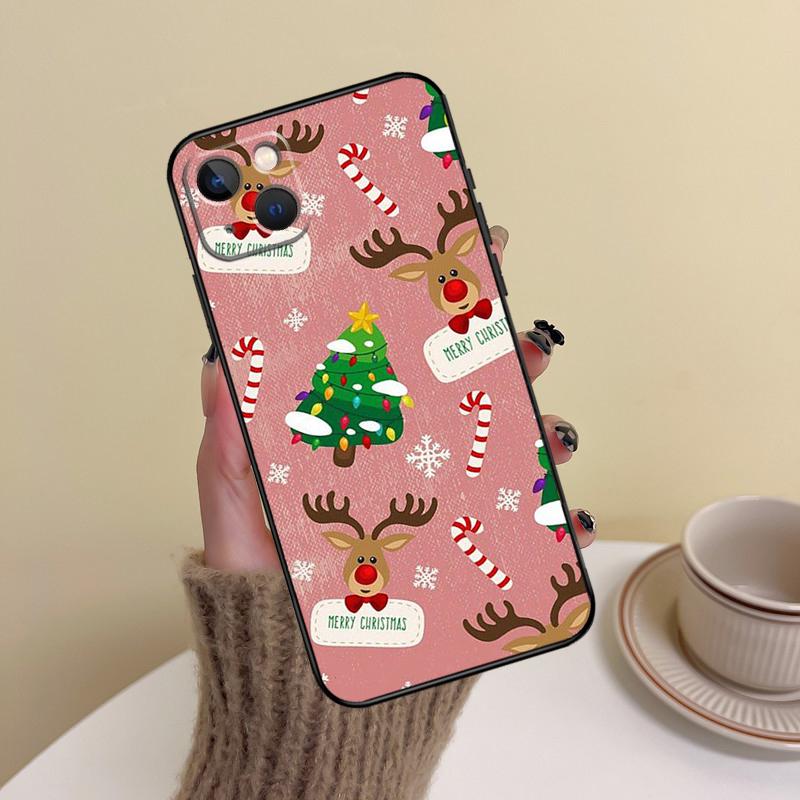 

Christmas Santas seamless Deer Phone Case For iPhone 16 Pro Max 14 13 12 11 15 17 Pro Max mini Plus 16e 17 Air Cover Funda iPhone 12 mini