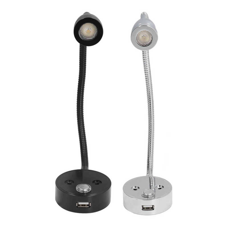 3W RV Interior Reading Lights Bedside Reading Lamp 10-30v Dimmable Adjustable Caravan Light for Car RV Boat Motorhome