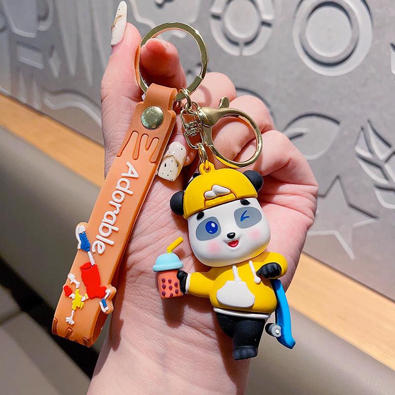 

Cartoon Skateboard Unique Bear Keychain Adorable Gift For Couples Friends And Yellow Skateboard