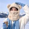 Pullover hat female winter cute bear hat cycling cold and warm artifact outdoor thickened integrated ear hat