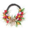 Artificial Flower Wreath 40cm Spring   Wreath Front Door Decoration for Indoor Outdoor