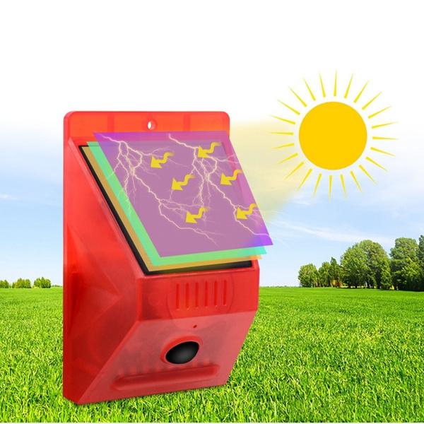 Lampe d'alarme solaire, Télécommande, Alarme de sécurité, Alarme à détecteur de mouvement, Sirène PIR, Détecteur de mouvement, Détecteur pour jardin extérieur de maison