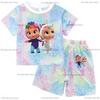 Crying Babies T-shirt Set Children Summer Clothing Girl Cartoon Anime Short Sleeve Sets Leisure Kawaii Clothes Kid Cute Tee Gift