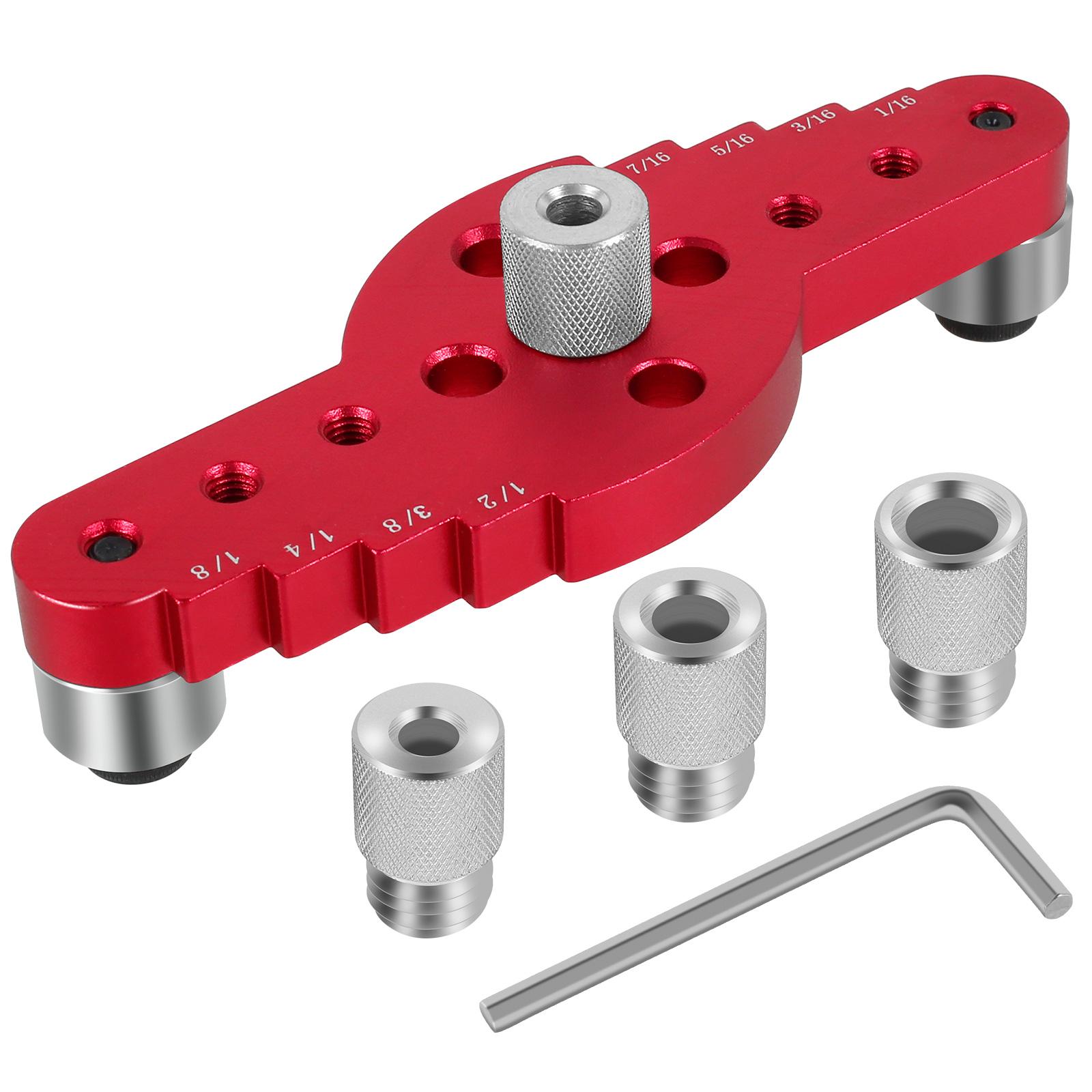 

Dowel Jig Kit Self Centering Doweling Jig Precise Joinery Drill Guide Hole Puncher Aluminium Alloy Woodworking Drilling Locator