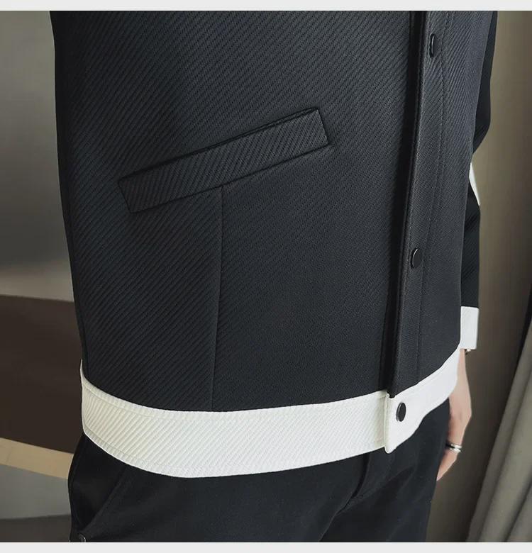 Men's 2023 Spring Korean Casual Trend Lapel Jacket - Stylish Color Block Fashion Top