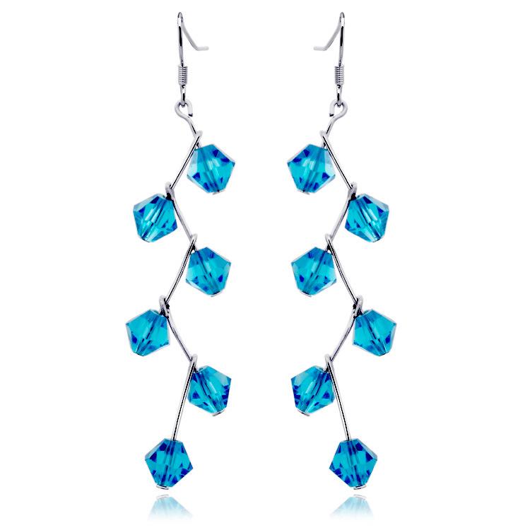 

Премиальные хрустальные украшения: Серьги-клипсы ручной работы из австрийских кристаллов без прокола Blue Hook