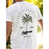 Mens Coconut Tree Graphic Tee  Short Sleeve Alphabet Design Lightweight Summer Streetwear for Fashion Forward Style