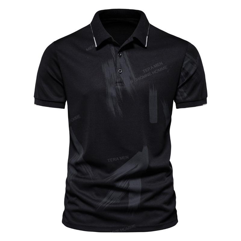 Men S Short Sleeve Polo Shirt Slim Fit Printed Casual