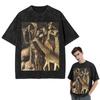 Streetwear T-Shirts Giraffe Washed T Shirt Short Sleeve Hip Hop T-Shirt Tops Tees for Men Women