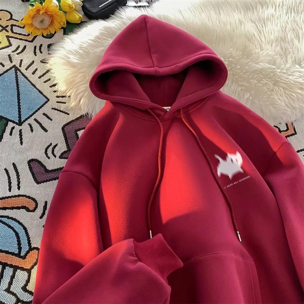 Men's casual hooded sweatshirt fashionable cat-print streetwear comfortable and fitted hoodie fashionable men's style